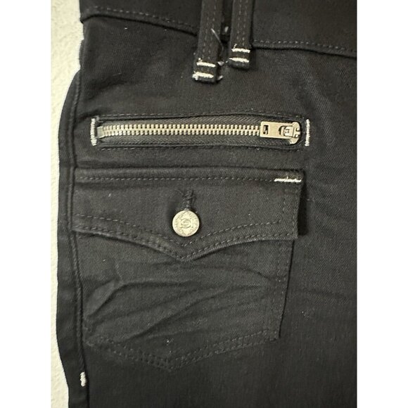 BEBE Women’s Mid Rise Slim Fit Zip Accents Black Jeans Size 31 - Picture 4 of 11